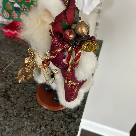 Elegant Holiday Santa Figurine with Red and Gold Accents - Picture 2 of 4